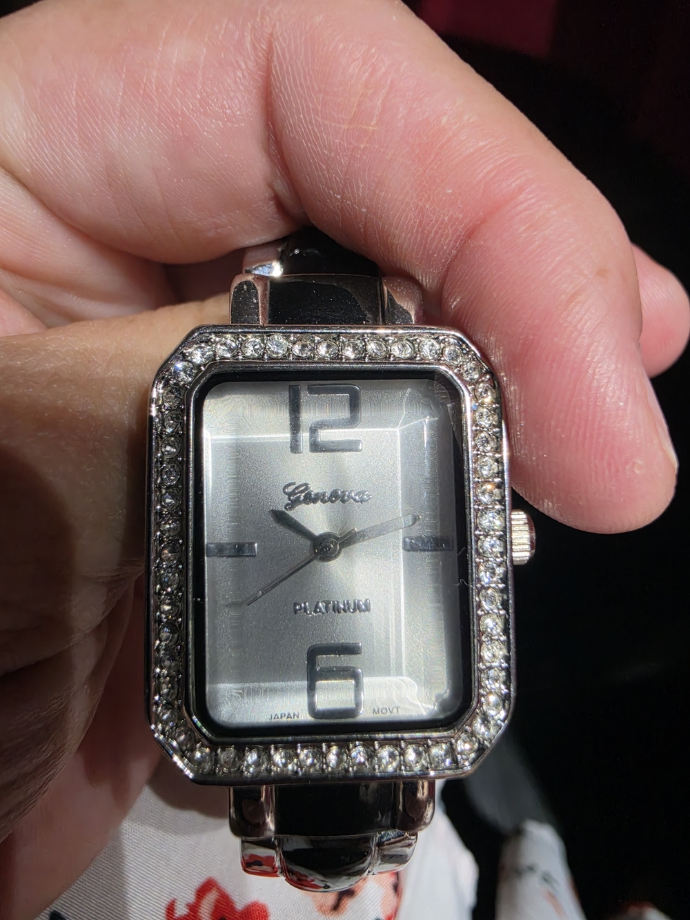 * WORKS* Geneva Silver Stainless Steel Square Watch